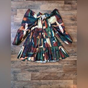 Love Highlight Women's Puffed Dramatic Sleeve Tiered Baby Doll Mini Dress Size S